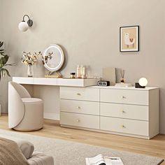 a living room scene with focus on the dresser