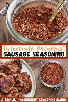 homemade breakfast sausage seasoning recipe in a jar