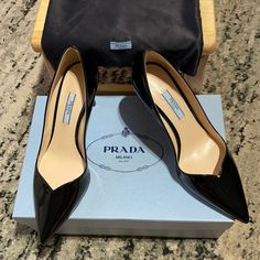 Prada Pumps, Purple Pumps, Boots Shoe, Black Patent Leather Pumps, Shoes Prada, Kitten Heel Shoes, Pump Heels, Black Pumps Heels, Satin Heels