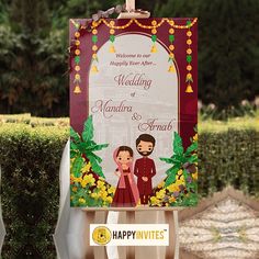 Get our Unique & latest Indian Wedding Welcome Board Design customised with text of your choice. This Wedding Entrance Board comes with Couple Caricature & with the touch of Indian Wedding Elements. This Welcome Board can be used for all kind of wedding. #IndianWedding #WelcomeBoard #WelcomeBoardDesign Wedding Welcome Board Design, Wedding Entrance Board, Indian Wedding Elements, Indian Wedding Entrance