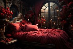 Unlock the Secrets of Dark Academia and Vampire Aesthetics: A Realm of Mystery and Beauty Vampire Aesthetics, Candlelit Room, Dark Wood Shelves, Gothic Chandelier, Movement Drawing, Bed Drapes, Ancient Library, Gothic Elements, Vampire Aesthetic