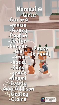 the names of some cartoon characters are shown in this screenshote image, which is also