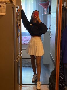 school white tennis skirt Tights And Sneakers Outfits, Tights And Sneakers, White Tennis Skirt, Sneakers Outfit, Tennis Skirt, Tennis, Skirt, White