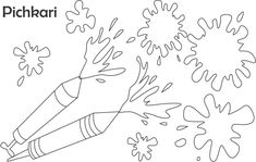 a coloring page with an image of fireworks