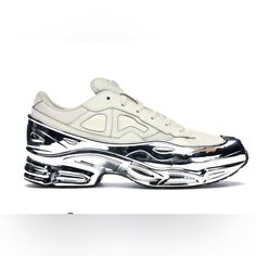 Raf Simons X Adidas Ozweego Cream White Silver Metallic Used - Dirty Men’s 7.5 And Womens 9 Raf Simons Shoes, Adidas Ozweego, Raf Simons, Mens Shoes Sneakers, White Silver, Cream White, Metallic Silver, Men's Shoes, Shoes Sneakers