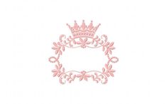 a pink tiara with flowers and leaves on the bottom is shown in this embroidery design