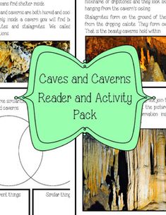 the caves and caverns reader and activity pack is shown in this graphic file