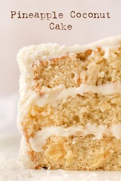 a piece of pineapple coconut cake on a plate