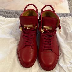 Buscemi Red Sneakers. Size 43eu 10us Leather, Great Condition. Only Worn A Couple Of Times. Comes With Dust Bags. Buscemi Sneakers, Red Sneakers, Mens Shoes Sneakers, A Couple, Men's Shoes, Dust Bag, Shoes Sneakers, Size 10, Man Shop