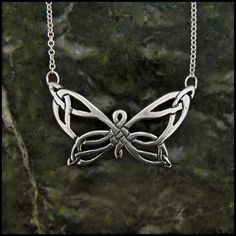 Nickel-free Butterfly Necklace, Sterling Silver Butterfly Necklace With Adjustable Chain, Adjustable Nickel Free Butterfly Necklace, Adjustable Nickel-free Butterfly Necklace, Butterfly Necklace With Adjustable Chain, Silver Celtic Jewelry, Irish Necklace, Ireland Scotland, Irish Gaelic