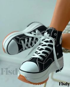 Plateau Sneaker, Girly Shoes, Aesthetic Shoes, Swag Shoes, Eyelet Lace, Sneaker Heels