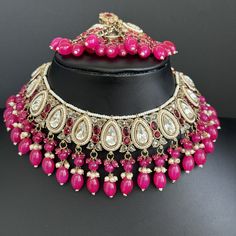 HotPink Kundan Necklace Set/ Kundan Choker/ Bollywood Jewelry/ Indian jewelry/ Pakistani necklace/ punjabi necklace/bridal/indian wedding Regular Size And Adjustable Kundan Necklace Indo-Western Necklace Set This is 100% Handmade jewelry. So Color, shades, texture displayed may slightly vary from the actual product due to digital image limitations. We request you to consider these minor variations. Please expect the possibility of some slight imperfections when buying hand made jewelry. If you h Punjabi Necklace, Pakistani Necklace, Bridal Indian, Western Necklace, Star Bangle, Jewelry Pakistani, Kundan Necklace Set, Western Necklaces, Kundan Choker