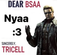 a man standing in front of a sign that says dear bsaa nyaa 3