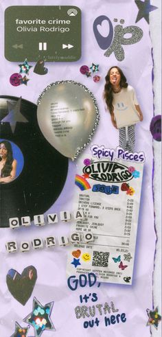 an advertisement for various records and stickers on a piece of paper with the words