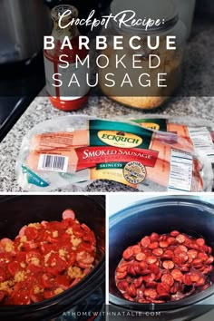 crockpot recipe barbecue smoked sausage in the slow cooker with instructions to make it