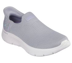 Step-in to convenient walking comfort and cushioning wearing Skechers Hands Free Slip-ins GO WALK Flex - Sunset Rose. This vegan slip-on features a knit mesh upper with a floral print heel, our exclusive Skechers Slip-ins molded Heel Pillow , Skechers Air-Cooled Memory Foam insole, lightweight ULTRA GO cushioning, and Flex Pillars for added movement. | Skechers Women's Slip-ins: GO WALK Flex - Sunset Rose Slip-On Shoes | Medium Width | Skechers Hands Free Slip-ins for an easy fit | Exclusive Hee Comfortable Gray Walking Shoes For Light Exercise, Comfortable Slip-on Sports Walking Shoes, Comfortable Synthetic Walking Shoes For Light Sports, Comfortable Slip-on Walking Shoes For Sports, Synthetic Slip-on Walking Shoes For Light Sports, Comfortable Slip-on Running Shoes With Air Cushioning, Comfortable Slip-on Walking Shoes With Gel Cushioning, Athleisure Slip-on Walking Shoes With Air Cushioning, Comfortable Gel Cushioned Slip-on Walking Shoes