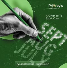 a hand holding a green pen writing on a piece of paper with the words,'a chance to start over '