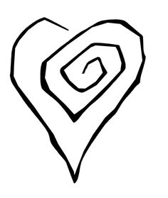 a black and white drawing of a heart with the letter d in it's center