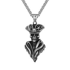 Mens Retro Gothic Skull King Pendant Necklace Punk Hip Hop Biker Jewelry 24" | eBay Biker Skull Jewelry For Gift, Biker Style Skull Jewelry Gift, Biker Style Skull Jewelry For Gift, Punk Style Skull Print Necklace For Gifts, Biker Jewelry For Halloween Gift, Biker Style Jewelry For Halloween Gift, Biker Style Halloween Jewelry Gift, Punk Pirate, Skull King