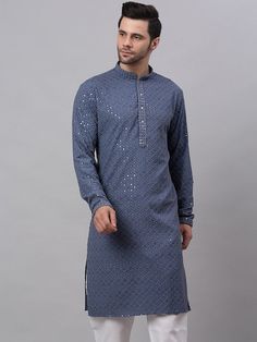 Colour: grey Geometric woven design Shirt collar Long, regular sleeves Beads and stones detail Above knee Machine weave regular cotton Material & Care 100% CottonHand wash Dispatch within 7 days Cotton Kurta With Geometric Embroidery And Long Sleeves, Long Sleeve Cotton Kurta With Geometric Embroidery, Fitted Cotton Kurta With Mirror Work, Cotton Kurta With Geometric Embroidery For Eid, Cotton Straight Kurta With Geometric Embroidery, Gray Cotton Kurta For Eid, Embellished Cotton Kurta For Eid, Festive Embellished Cotton Kurta, Festive Cotton Kurta With Sequins