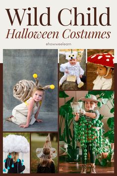 a collage of halloween costumes for children