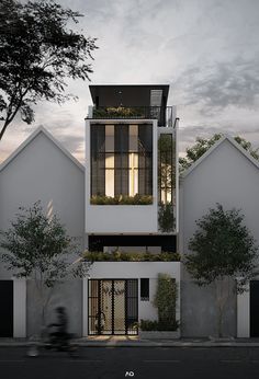 an architectural rendering of a building with plants growing on the windows and balconies