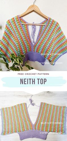 a crocheted top with text that reads, free crochet pattern neth top