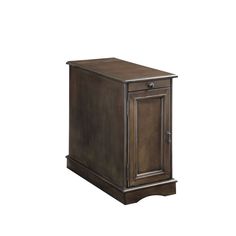 an old fashioned wooden cabinet with one door and two drawers on the bottom, against a white background