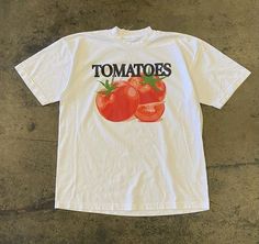 Tomatoes T-Shirt - Love Art USA Aesthetic Shirts Summer, 90s Vintage Tshirts, Cute Shirt Designs Aesthetic, Hand Drawn Shirt, Fruit Clothing, Oversized Tops, Tops Men, Cool Tee Shirts, Short Sleeve Shirt Women