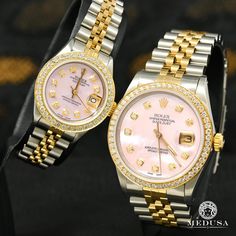 Montre Rolex | Montre Homme Rolex Datejust Set Elle & Lui - Pink Or 2 Tons Rolex 26mm, Rolex Diamond Watch, Black Rolex, Rose Watch, Rolex Diamond, Rolex Yacht Master, Gold Watches, Gold Rolex, New Rolex