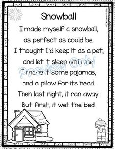 a snowball poem with the words i made myself a snowball as perfect as