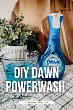 diy dawn powerwash refill with flowers in the background