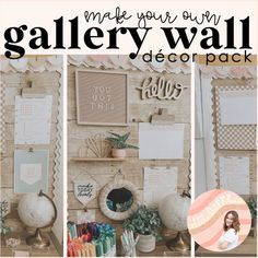 a collage of photos with the words make your own gallery wall decor pack