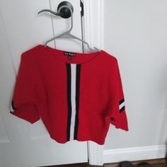 3/4 Length Sleeve Red Striped Sweater From Either Target Or Kohl's (I Can't Remember) Never Worn White 3/4 Sleeve Tops For Winter, Red Striped Sweater, Say What, Heel Boots, Striped Sweater, High Heel Boots, Red Sweaters, Stripe Sweater, Colorful Sweaters