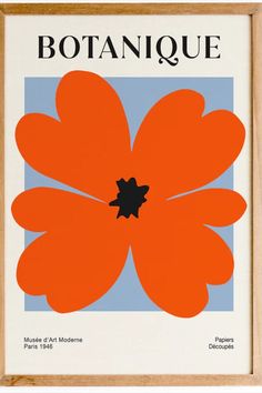 an orange flower on a blue and white background with the words botanique above it