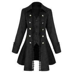 PRICES MAY VARY. Material : polyester Women's Gothic jacket, steampunk Victorian Renaissance medieval jacket Women's steampunk, V-neck, front open button, lace on the chest, and thin rope on the back. The rope can be adjusted to fit various bodies, better wrapping your body and showcasing your perfect figure. Women's steampunk jacket medieval clothing is suitable for daily wear and various occasions, such as stage costumes, Halloween, carnival, themed parties, Gothic weddings, steampunk themes, Celana Kargo, Steampunk Coat, Steampunk Vest, Steampunk Jacket, Gothic Coat, Gothic Jackets, Lace Coat, Pirate Jacket, Tuxedo Women