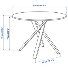 the measurements for a round dining table