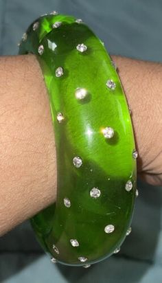 Vintage Dereon Bangle Rare Green Lucite Clear Crystal Thick Bold Statement Look | eBay Clear Crystal Bracelet, Acrylic Bracelet, Vintage Jewlery, To My Mom, Fashion Costume, Crystal Bracelet, Bracelets And Charms, Monster Cookies, Crystal Bracelets