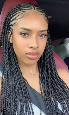 _Explore the timeless elegance of African braids in 2024. Versatile, protective, and effortlessly chic, this trend blends tradition with modern style for any occasion. Corn Rows In Front Knotless In Back, Braids For Summer, Braid Hair Dos, Weaving Braids, Trendy Products, Protective Hairstyles Braids