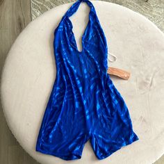 Halter Top See Through Blue Size 4 Fitted Blue Beachwear Jumpsuits And Rompers, Blue Fitted Jumpsuits And Rompers For Beach, Fitted Blue Jumpsuits And Rompers For Vacation, Casual Blue Party Swimwear, Shein Pants, Blue Romper, Halter Top, Pant Jumpsuit, Jumpsuit Romper