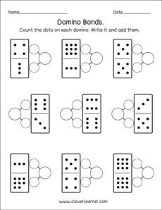 domino board worksheet with numbers and dots