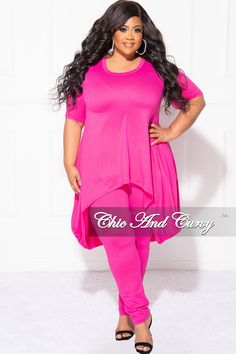 Polyester% 96 Spandex% 4 Model is wearing 1x Bright Outfits, Chic And Curvy, High Low Top, Leggings Set, High & Low, Low Top, Outfit Sets, High Low, Final Sale