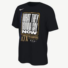 Champions, yet again. The Golden State Warriors owned the 2022 playoffs, and now it's time to celebrate with them. Rep your squad in this classic-fit, soft cotton tee as they etch their name into the history books—for a 7th time. Nike Tops With Letter Print For Team Events, Sports Season Fan Apparel T-shirt With Lettering, Nba T Shirts, Nike Nba, Nba Champions, Nike Store, Golden State Warriors, Time To Celebrate, Golden State