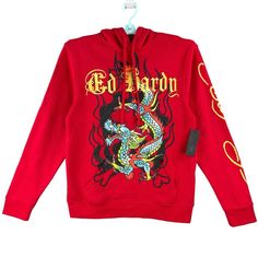 Nwt Ed Hardy Men's Dragon Tattoo Red Hoodie Sweatshirt Size Xl Pullover Condition: New With Tag Kangaroo Pocket Graphic Print Of The Iconic Dragon Tattoo Logo Standard Fit Pullover Hoodie With Layered Archival Ed Hardy Artwork. Adjustable Hood And Iconic Ed Hardy Logos. The Measurements Are Above With The Photos. Thanks *****Excellent Condition. Fabric: Cotton Blend Smoke Free Home. Pet Friendly Home. Cj-18-5258 Cj-19-5259 Red Hooded Fleece Sweater, Red Graphic Print Sweatshirt For Streetwear, Red Hip Hop Hoodie For Winter, Red Hooded Sweater For Streetwear, Red Hip Hop Hoodie Top, Red Hooded Top With Graphic Print, Red Drawstring Hood Sweatshirt For Streetwear, Red Cotton Hip Hop Hoodie, Red Fleece Hoodie Sweatshirt