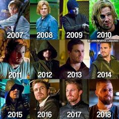 the evolution of arrow man from 2009 to present in movies and tv shows as well as 2013