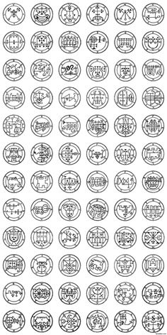 a large set of black and white circles with different types of numbers in each circle