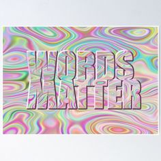 the word waffles matter on a colorful background poster print with an abstract swirl pattern