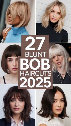 For those seeking a short, stacked blunt bob with a bit of edge, this 2025 style offers volume and a bold silhouette. Great for fine or thin hair, this cut adds layers in the back for extra fullness while maintaining a clean line in the front. Ideal for straight or slightly wavy hair, the stacked blunt bob is perfect for women who want a low-maintenance, stylish cut that brings texture and dimension. 2025 Bob Haircut, Best Bob Haircuts For Fine Hair, Cute Bobs For Fine Hair, Layered Stacked Bob Haircut, Textured Bob Hairstyles, Messy Layers, 2025 Style, Blonde Ends, Best Bob Haircuts