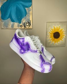 Custom Airforce 1, Hand painted By Me! Hand painted with Angelus leather paint and sealed with Angelus sealer making the paint durable, lasting and waterproof. Processing time: 1-2 weeks *PLEASE NOTE: Genuine Nike shoes are purchased once orders are placed and myself as the artist, simply uses the shoe as a canvas to add art to it. Hand Painted Purple Sneakers With Round Toe, Waterproof Leather Custom Sneakers Lace-up, Custom Lace-up Leather Sneakers With Waterproof Paint, Custom Lace-up Sneakers With Waterproof White Sole, Artistic Low-top Custom Sneakers With Waterproof Paint, Artistic Custom Low-top Sneakers With Waterproof Paint, White Sole Sneakers With Paint Splatter And Round Toe, White Sole Sneakers With Paint Splatter, White Sneakers With Paint Splatter