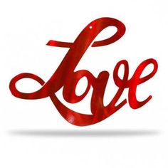 the word love painted in red on a white background with an artistic effect to it